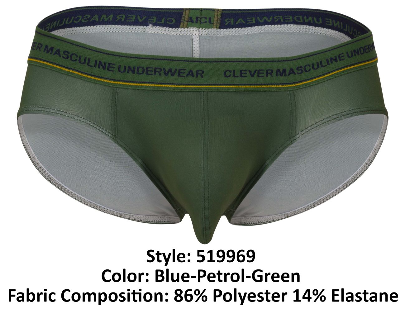 Clever Moda Men's Underwear 519969 3PK Australian Latin Briefs Color Blue-Petrol-Green