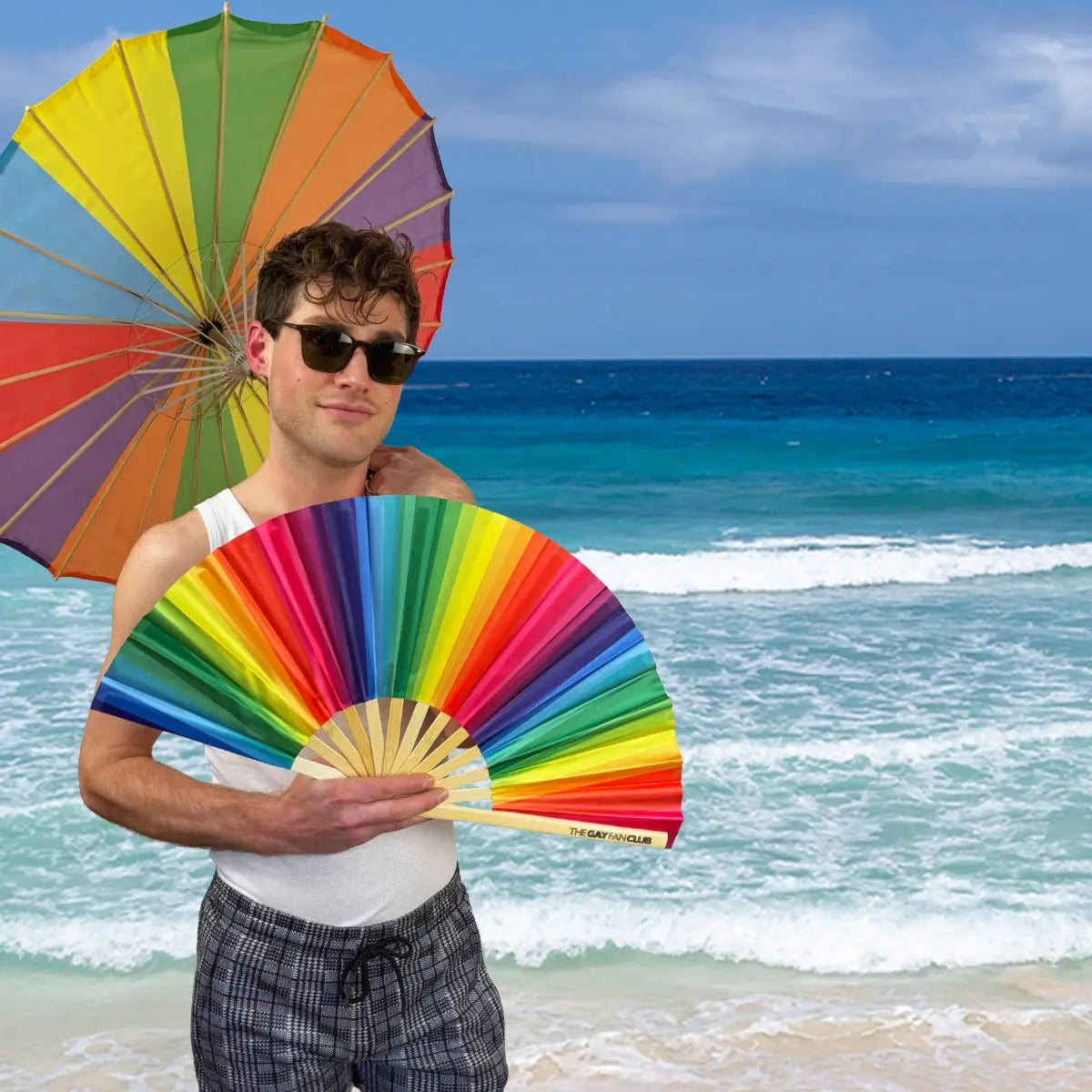 Rainbow Pride Bamboo Folding Fan