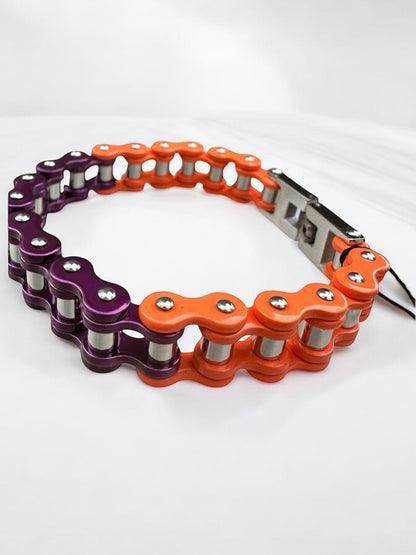 Purple and Orange Stainless Steel Bike Chain Bracelet | MEN ACCESSORIES | LAVISH NY | OUTFAIR | OUTFAIR