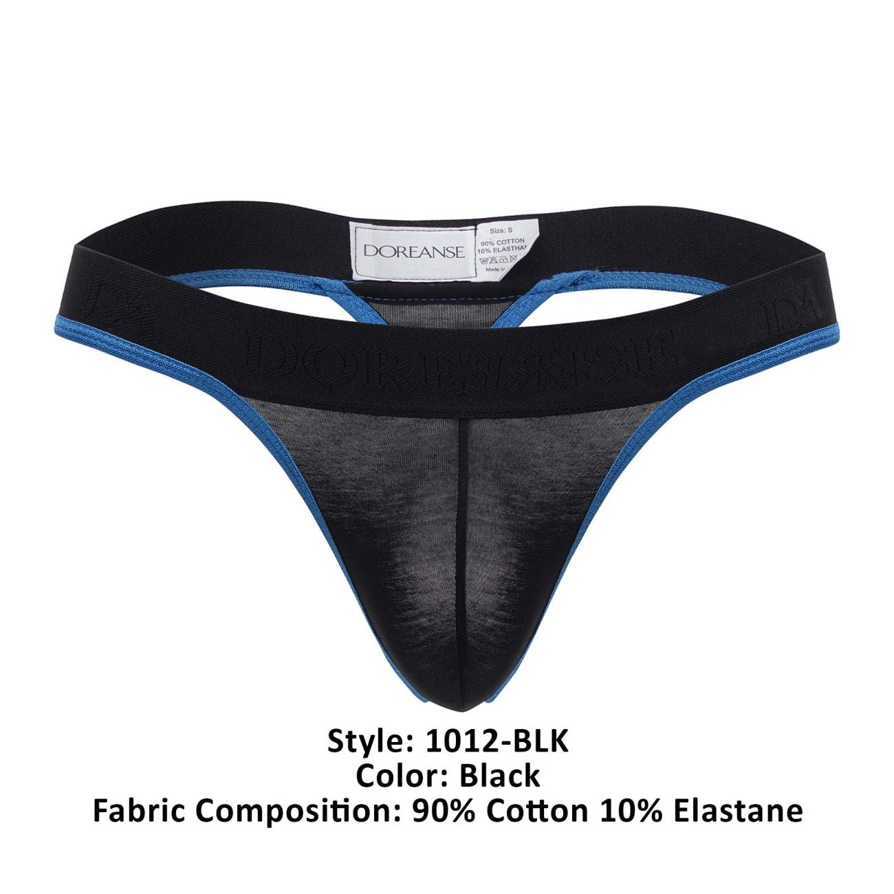 Doreanse Men's Underwear 1012-BLK Borderline Thongs Color Black