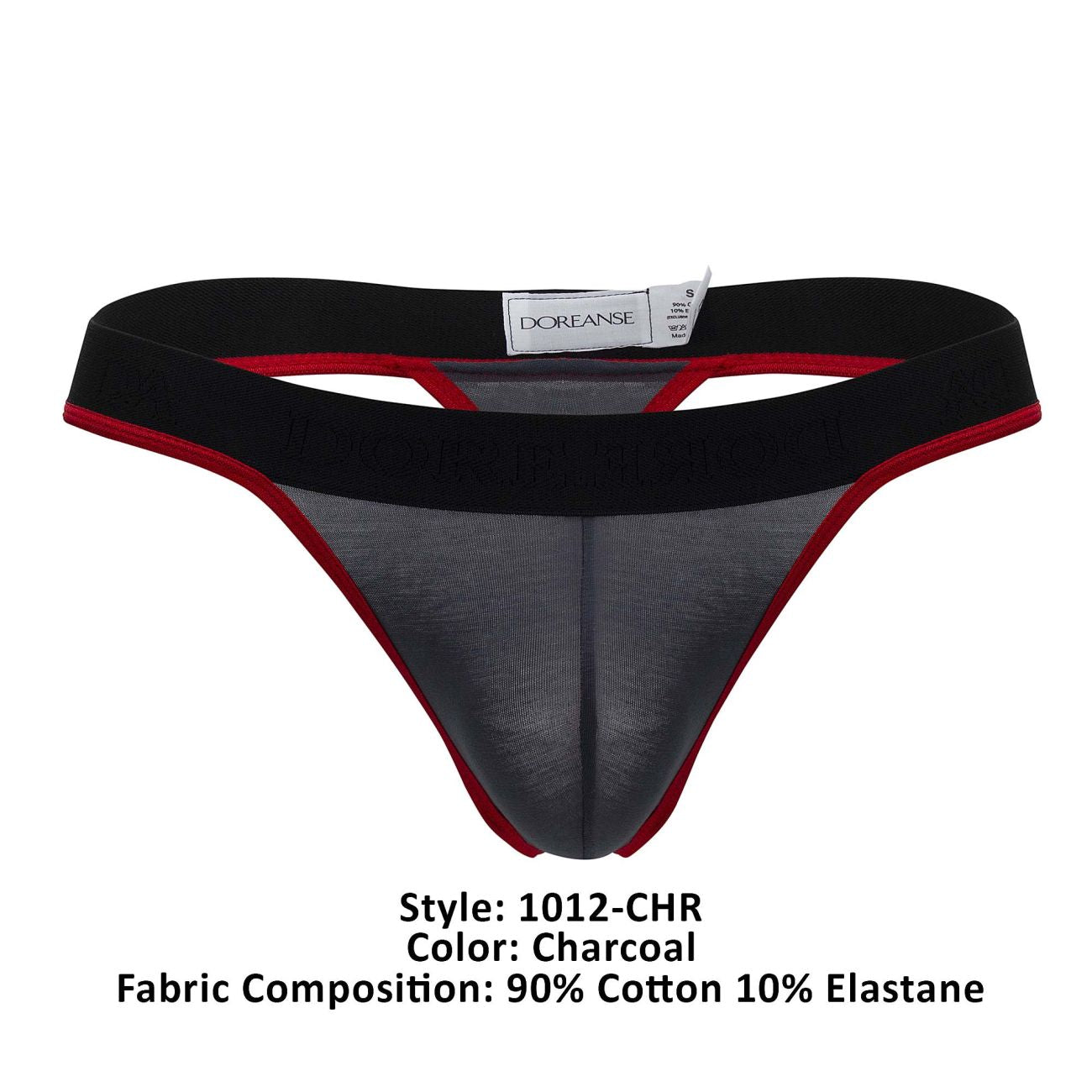 Doreanse Men's Underwear 1012-CHR Borderline Thongs Color Charcoal