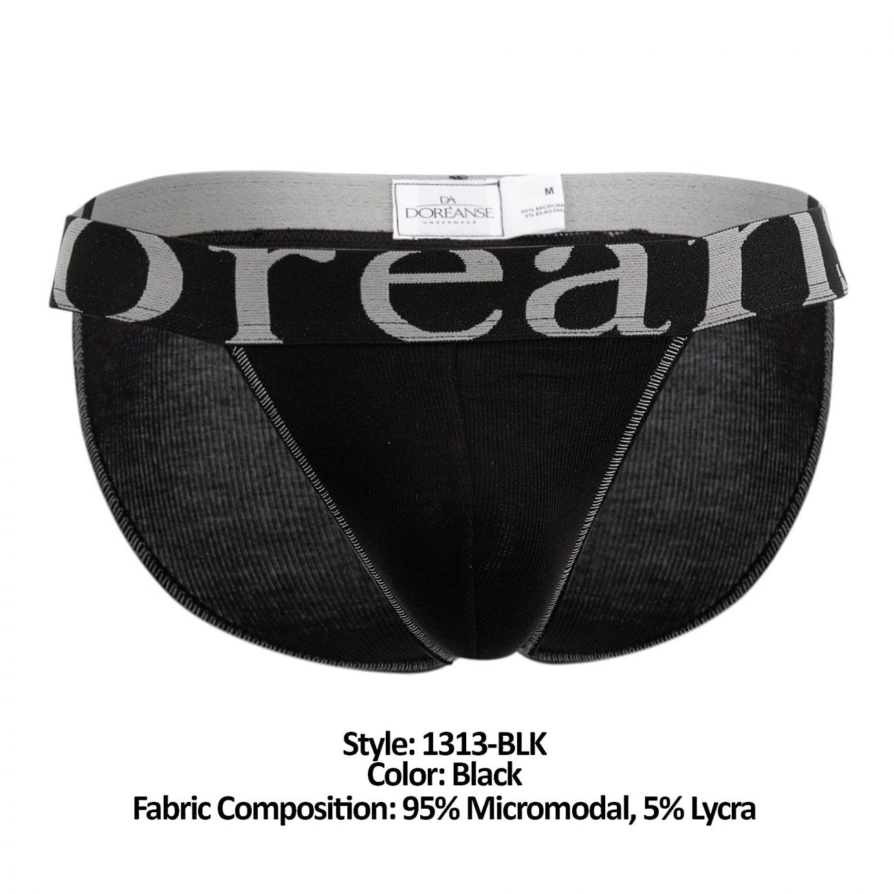 Doreanse Men's Underwear 1313-BLK Ribbed Micromodal Bikini Color Black