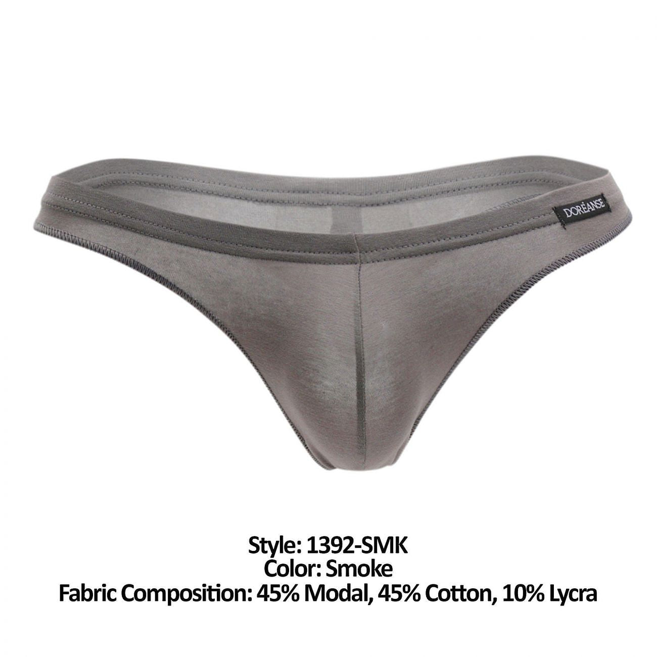 Doreanse Men's Underwear 1392-SMK Euro Thong Color Smoke