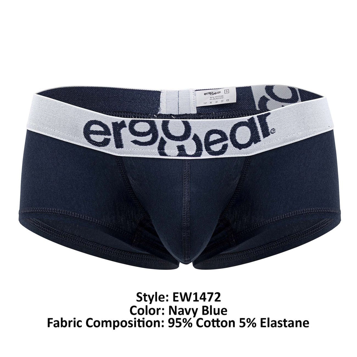 ErgoWear Men's Underwear EW1472 MAX COTTON Trunks Color Navy Blue