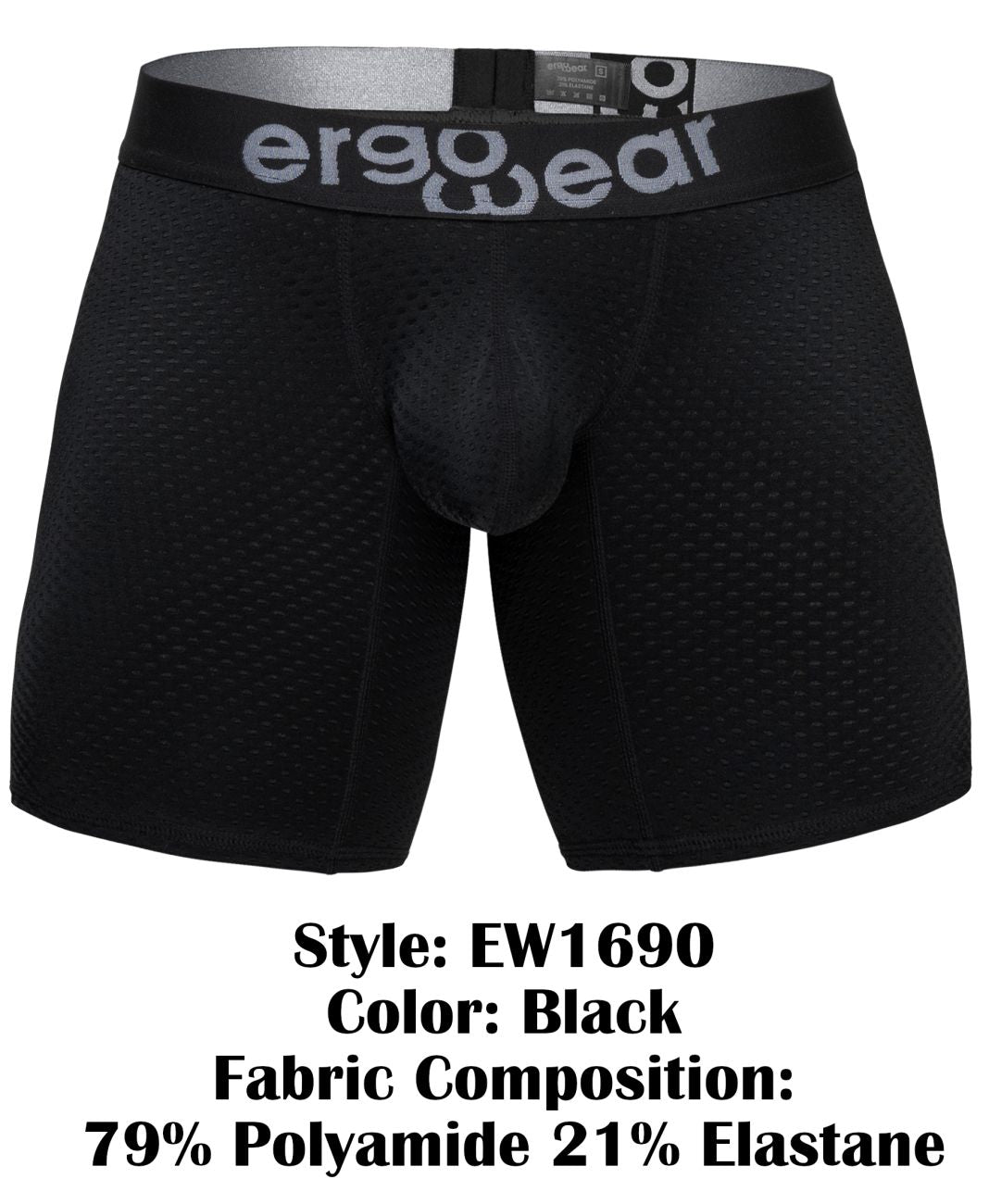 ErgoWear Men's Underwear EW1690 MAX FLOW Boxer Briefs Color Black