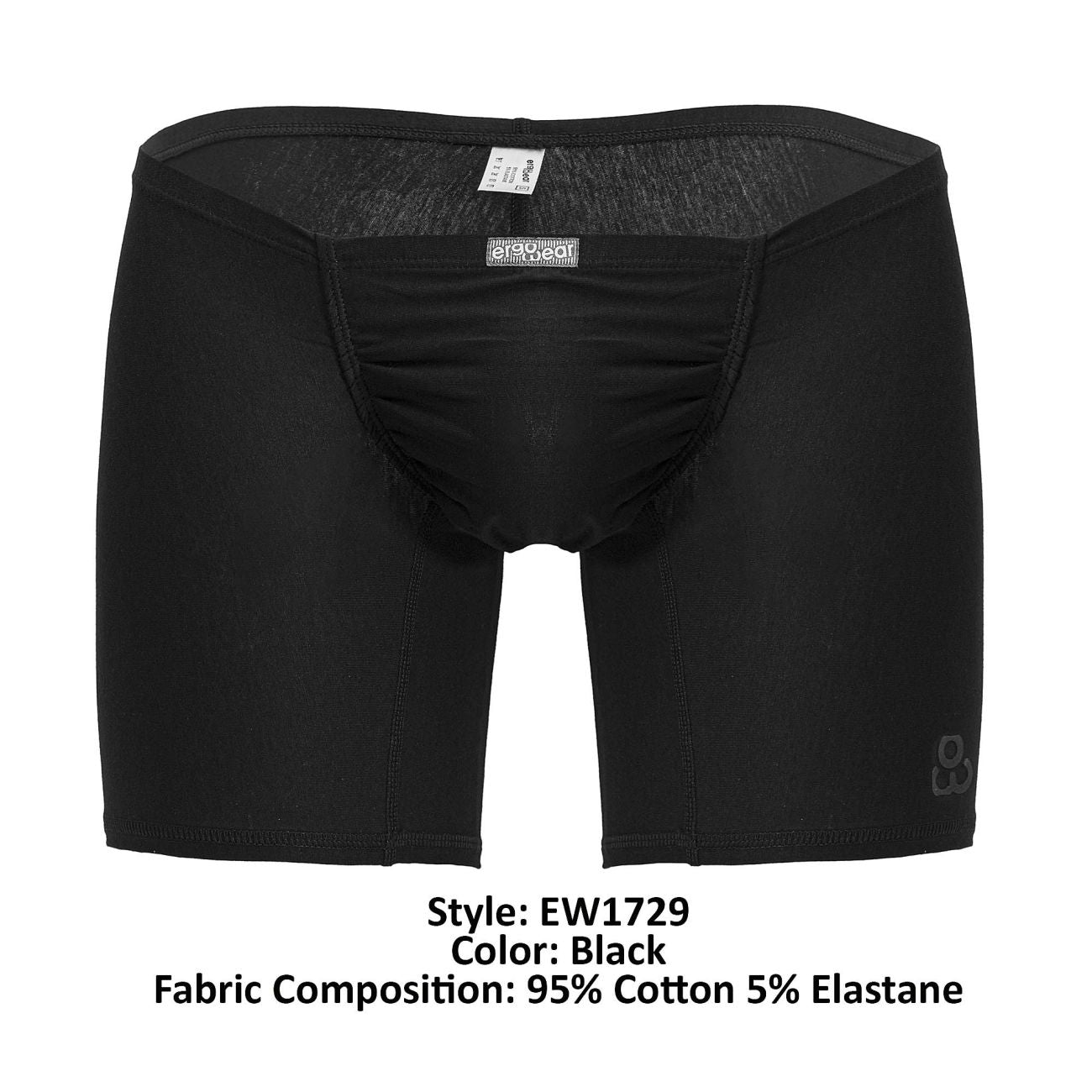ErgoWear Men's Underwear EW1729 FEEL GR8 Cotton Boxer Briefs Color Black