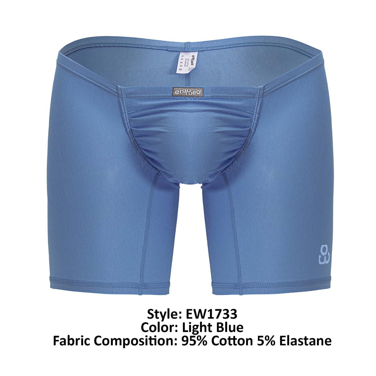 ErgoWear Men's Underwear EW1733 FEEL GR8 Cotton Boxer Briefs Color Light Blue