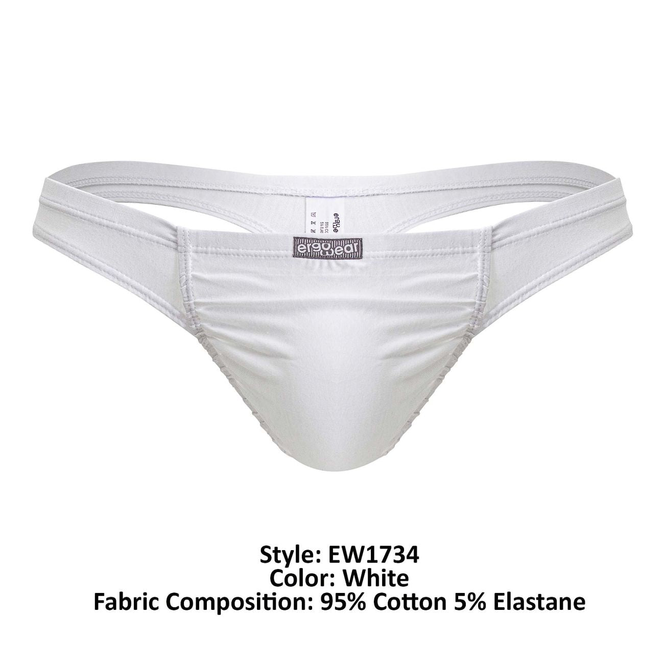 ErgoWear Men's Underwear EW1734 FEEL GR8 Cotton Thongs Color White