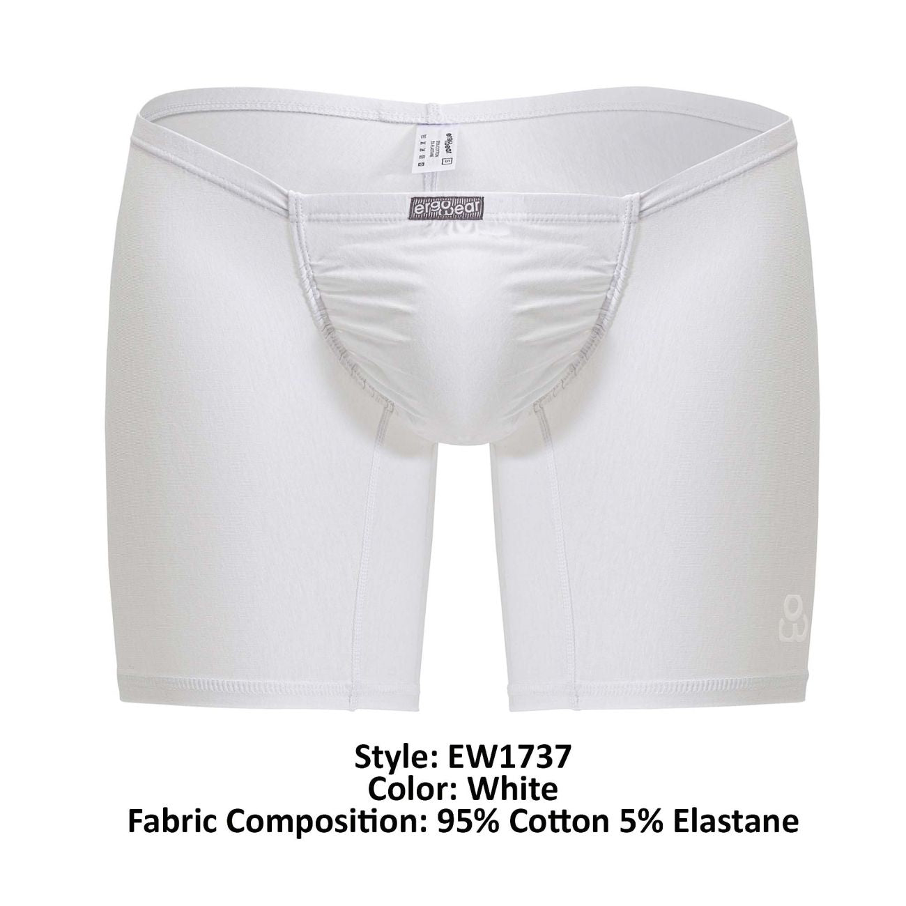 ErgoWear Men's Underwear EW1737 FEEL GR8 Cotton Boxer Briefs Color White