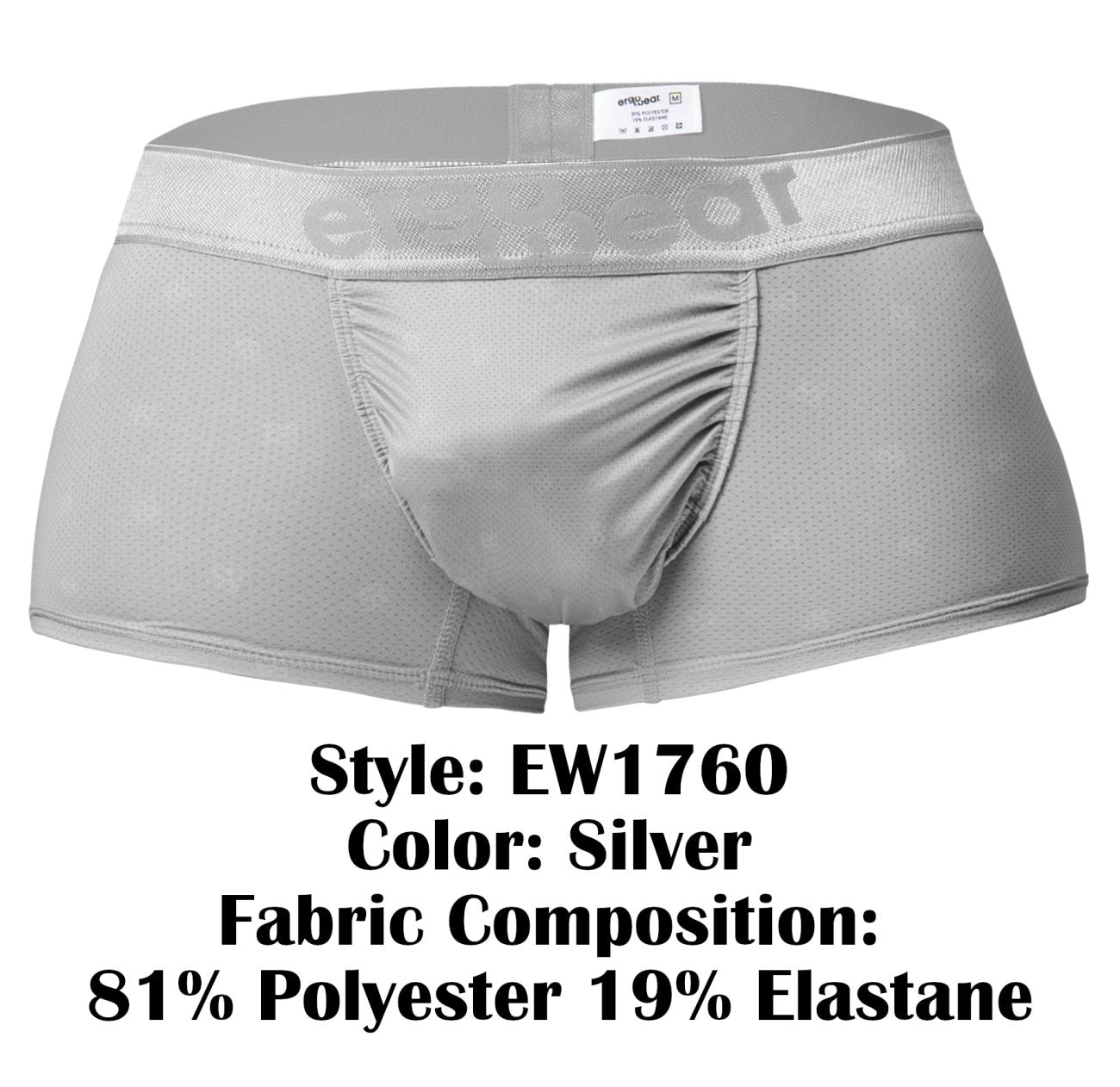 ErgoWear Men's Underwear EW1760 FEEL SE Trunks Color Silver