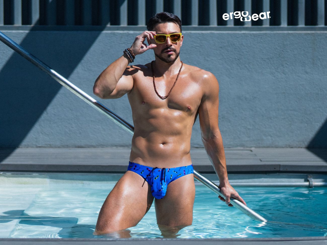 ErgoWear Men's active and swimwear EW1767 X4D SW Swim Briefs Color Blue-Sunglasses