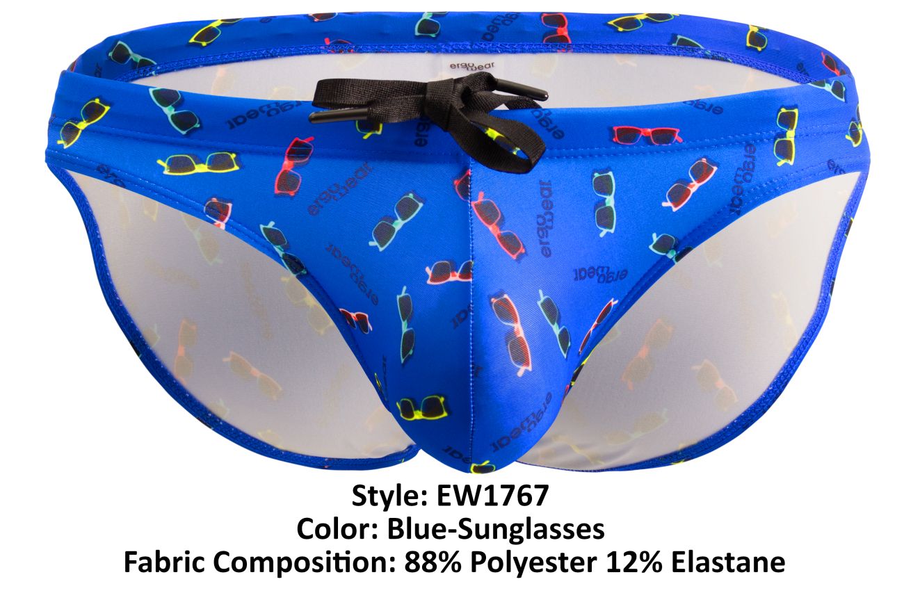 ErgoWear Men's active and swimwear EW1767 X4D SW Swim Briefs Color Blue-Sunglasses