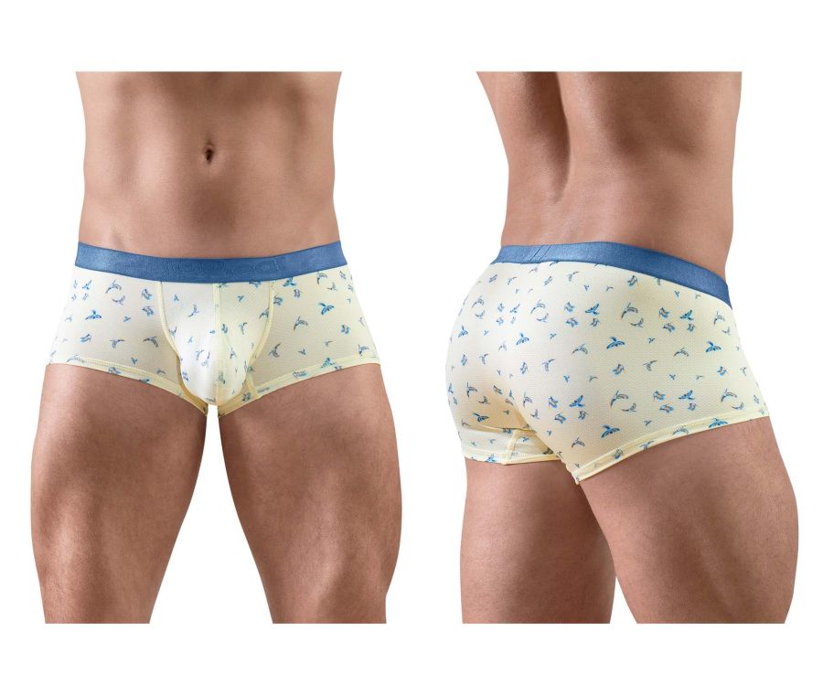 ErgoWear Men's Underwear EW1770 SLK SE Trunks Color Vanilla-Birds