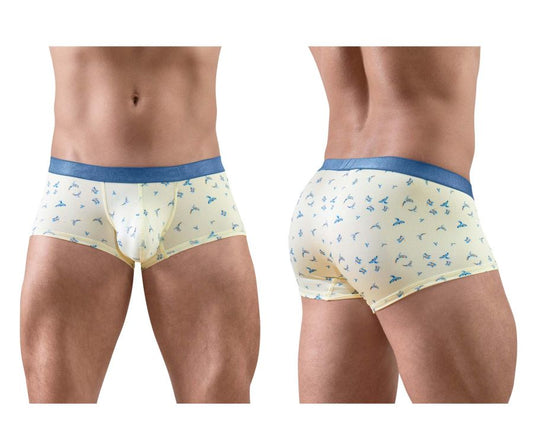ErgoWear Men's Underwear EW1770 SLK SE Trunks Color Vanilla-Birds
