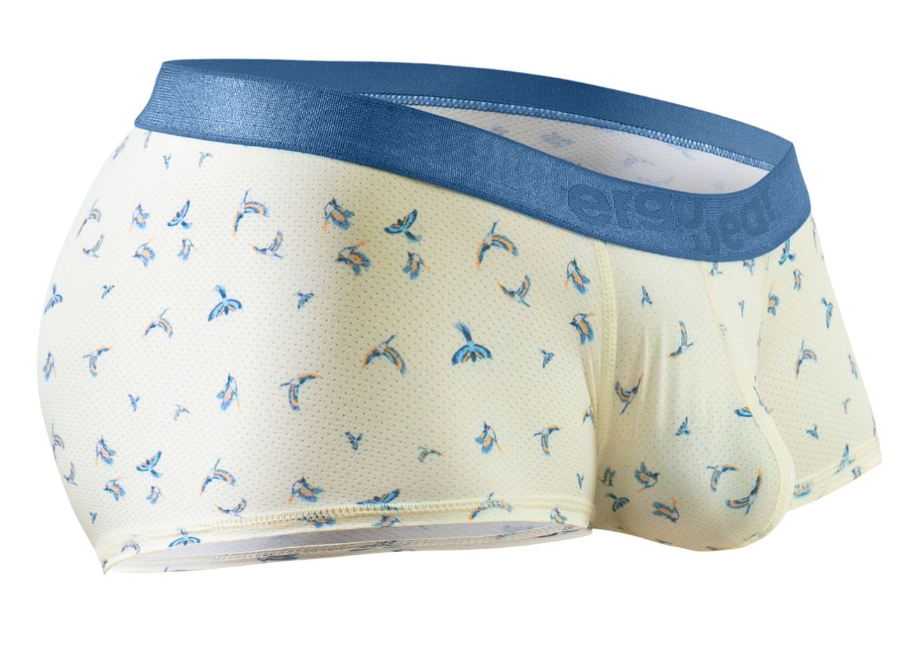 ErgoWear Men's Underwear EW1770 SLK SE Trunks Color Vanilla-Birds