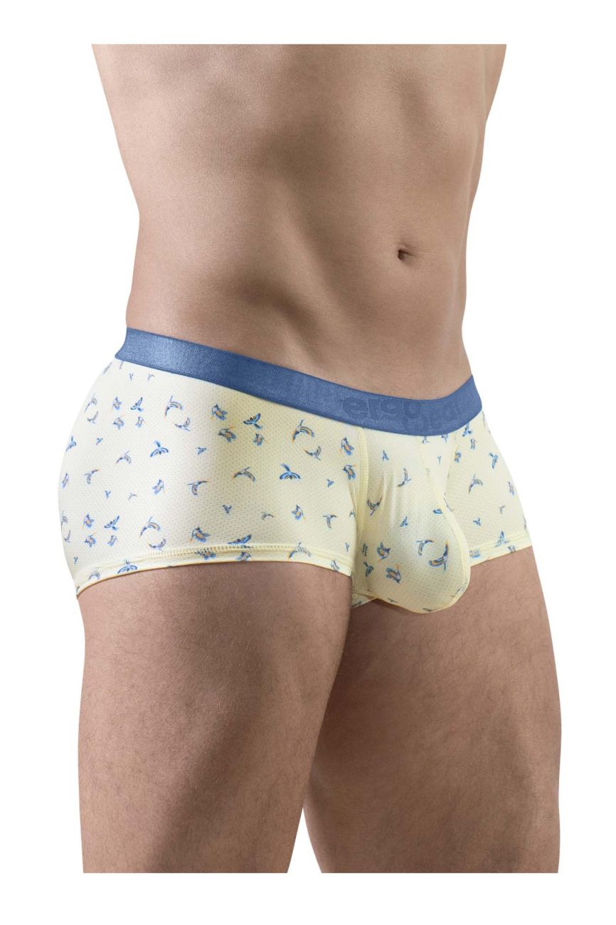 ErgoWear Men's Underwear EW1770 SLK SE Trunks Color Vanilla-Birds