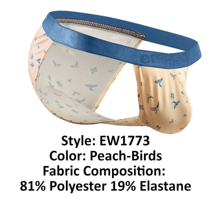 ErgoWear Men's Underwear EW1773 SLK SE Bikini Color Peach-Birds