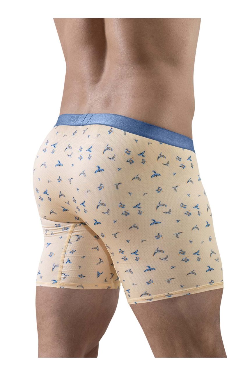 ErgoWear Men's Underwear EW1775 SLK SE Boxer Briefs Color Peach-Birds