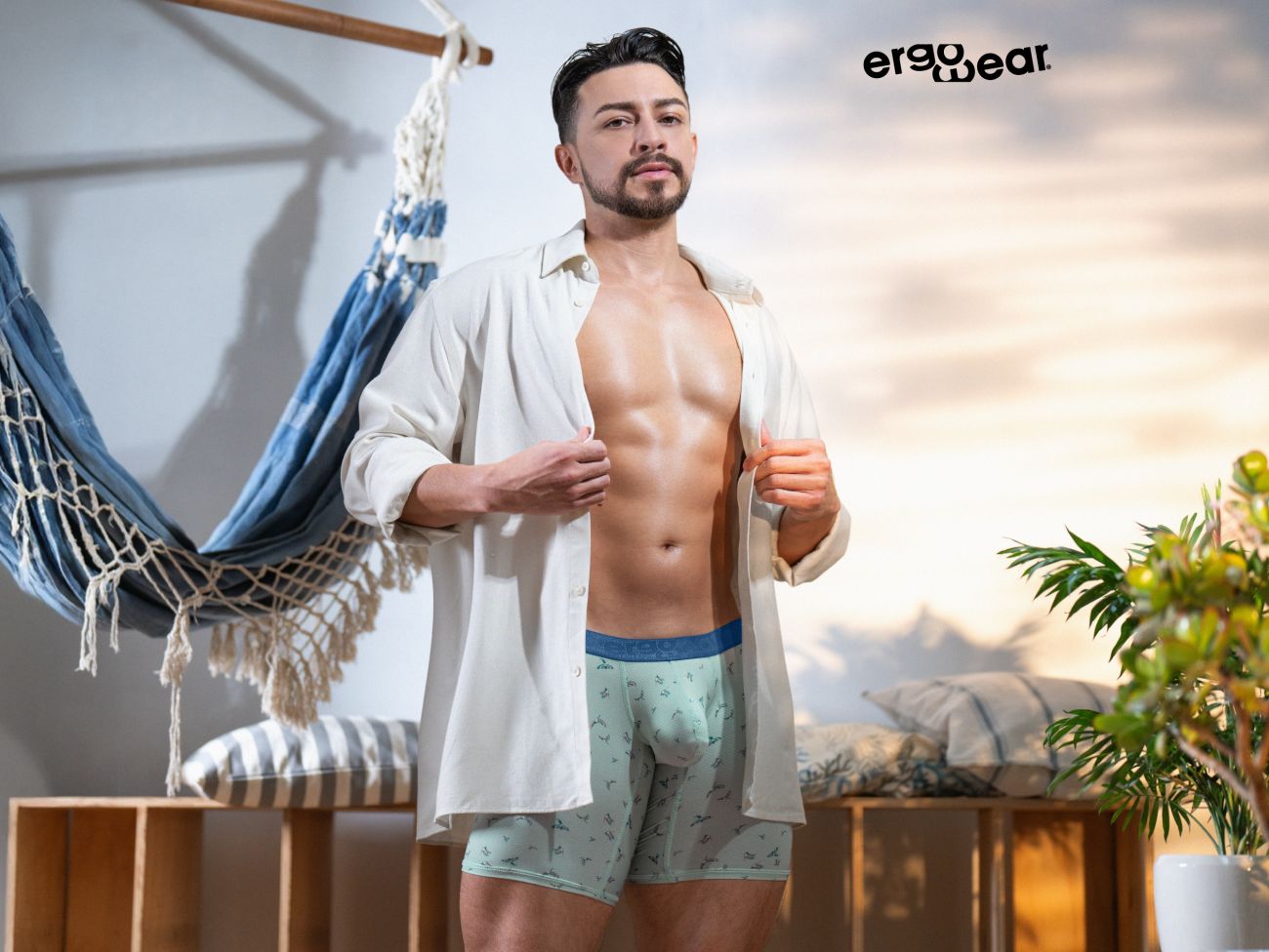 ErgoWear Men's Underwear EW1779 SLK SE Boxer Briefs Color Frost-Birds