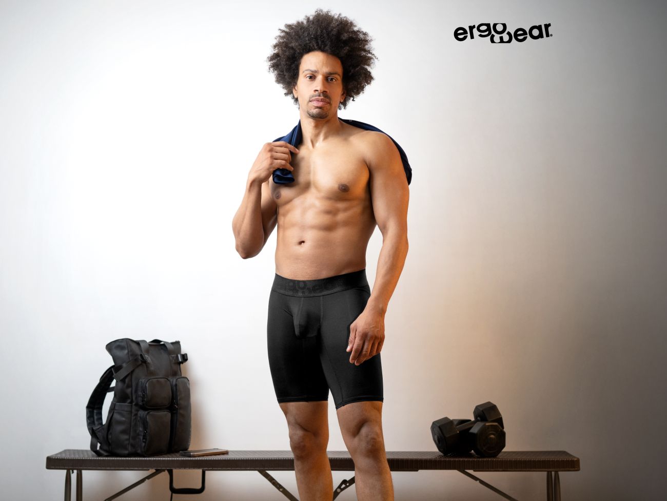ErgoWear Men's active and swimwear EW1783 MAX BOLD Athletic Shorts Color Black