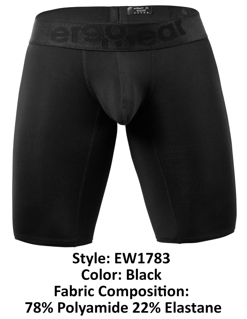 ErgoWear Men's active and swimwear EW1783 MAX BOLD Athletic Shorts Color Black