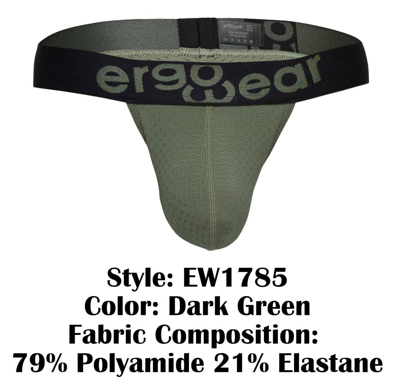 ErgoWear Men's Underwear EW1785 MAX FLOW G-String Color Dark Green