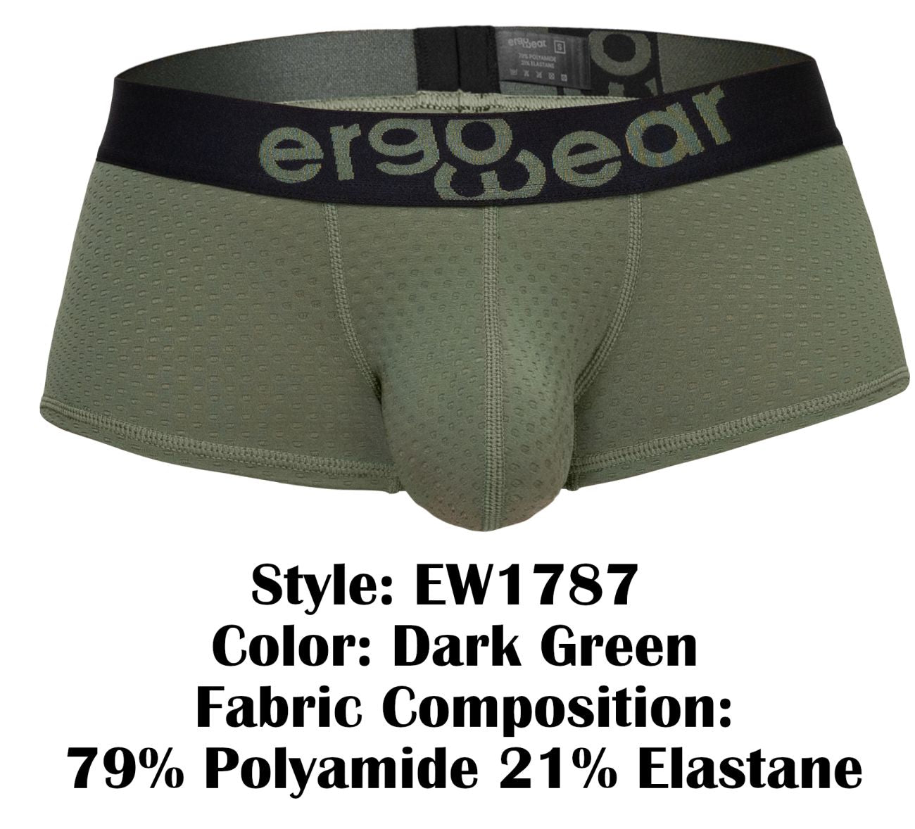 ErgoWear Men's Underwear EW1787 MAX FLOW Trunks Color Dark Green