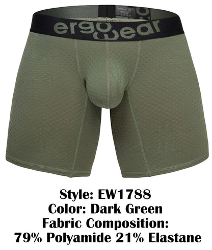 ErgoWear Men's Underwear EW1788 MAX FLOW Boxer Briefs Color Dark Green