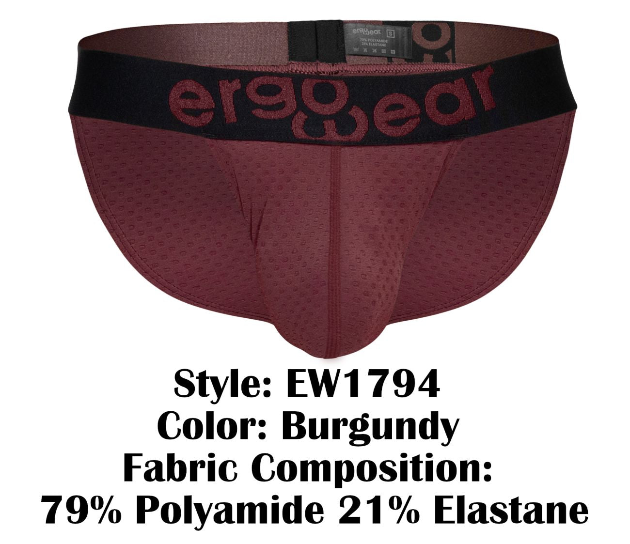 ErgoWear Men's Underwear EW1794 MAX FLOW Bikini Color Burgundy
