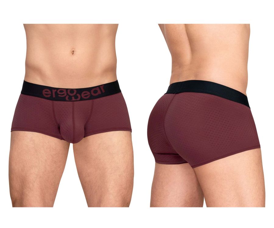 ErgoWear Men's Underwear EW1795 MAX FLOW Trunks Color Burgundy