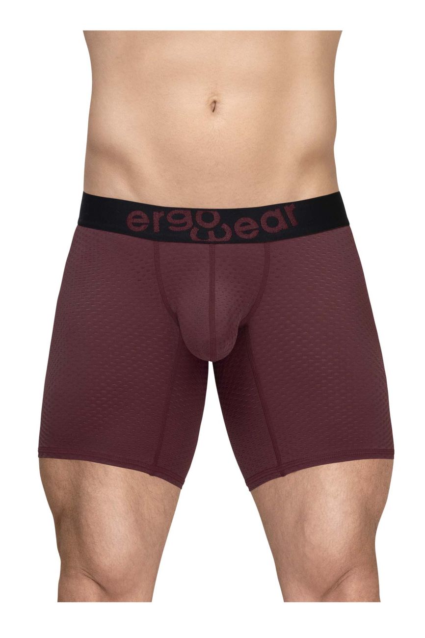 ErgoWear Men's Underwear EW1796 MAX FLOW Boxer Briefs Color Burgundy