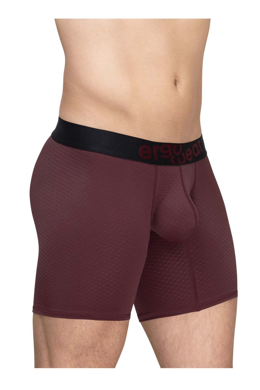ErgoWear Men's Underwear EW1796 MAX FLOW Boxer Briefs Color Burgundy