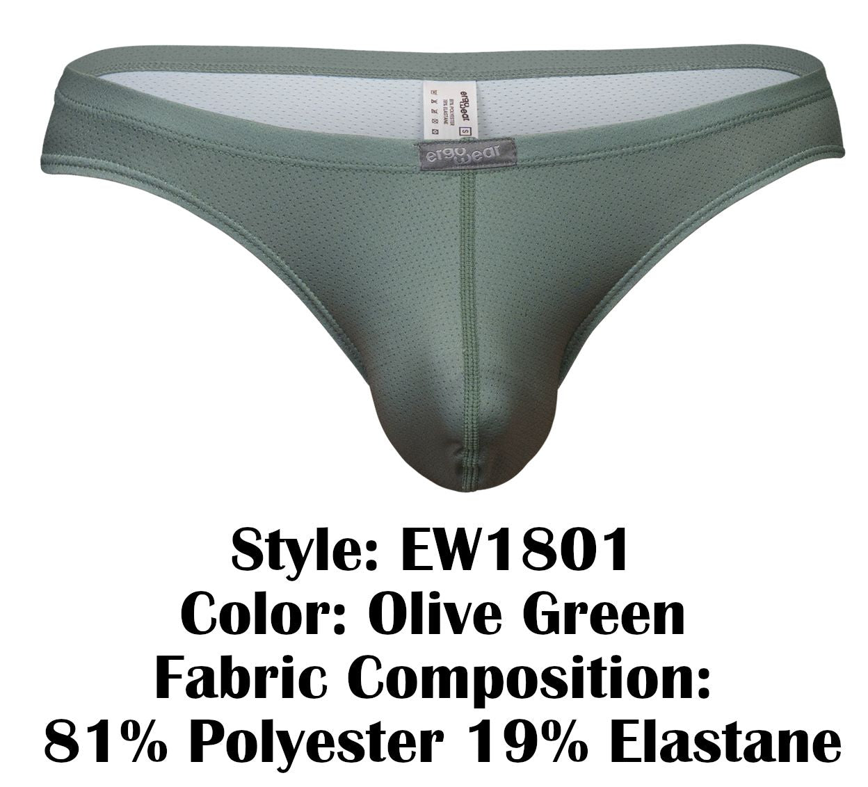 ErgoWear Men's Underwear EW1801 X4D SE Thongs Color Olive Green