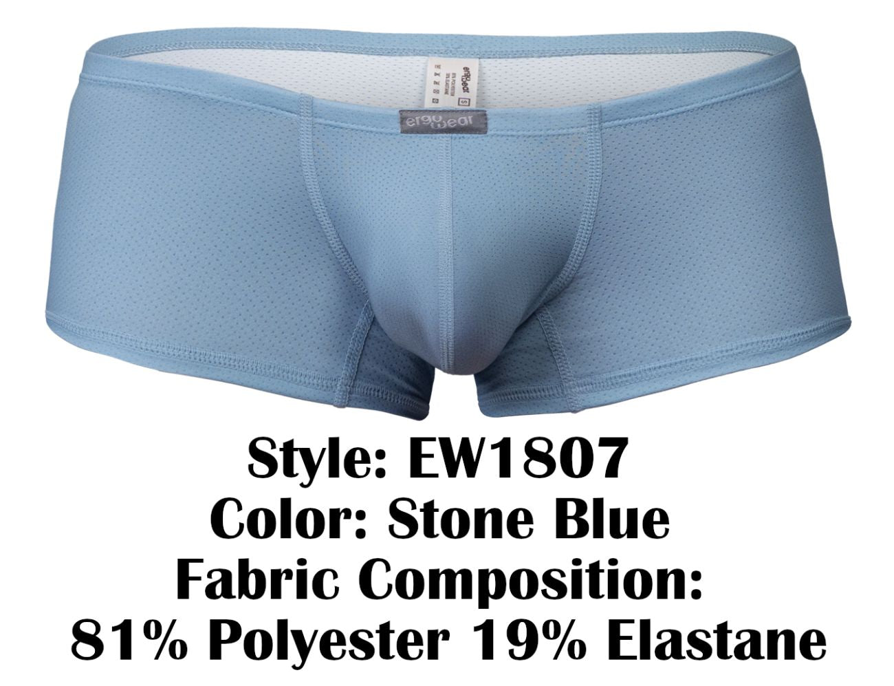 ErgoWear Men's Underwear EW1807 X4D SE Trunks Color Stone Blue