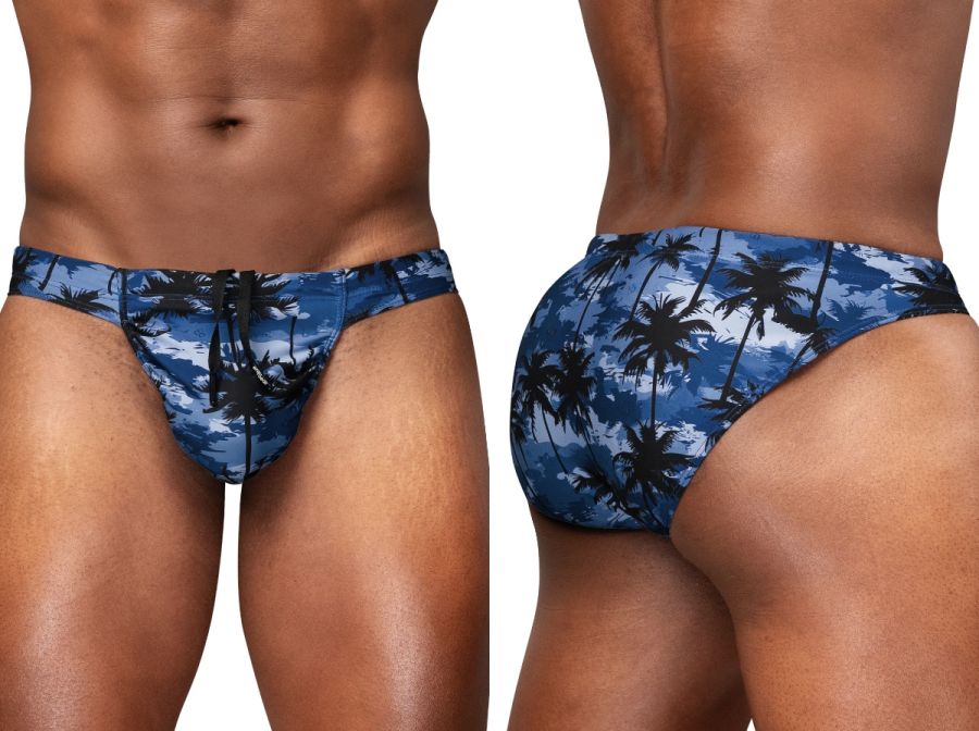 ErgoWear Men's active and swimwear EW1824 FEEL SW Swim Bikini Color Dark Blue-Palms