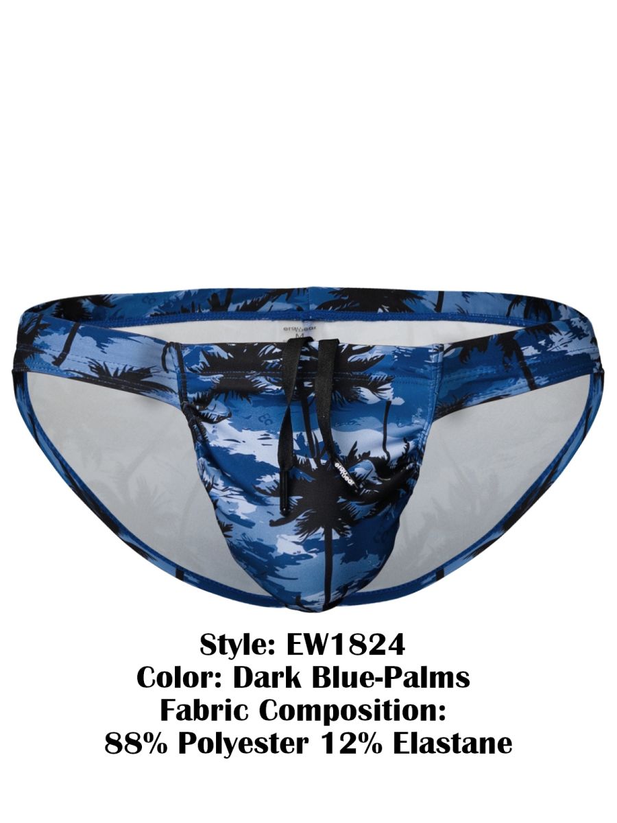 ErgoWear Men's active and swimwear EW1824 FEEL SW Swim Bikini Color Dark Blue-Palms