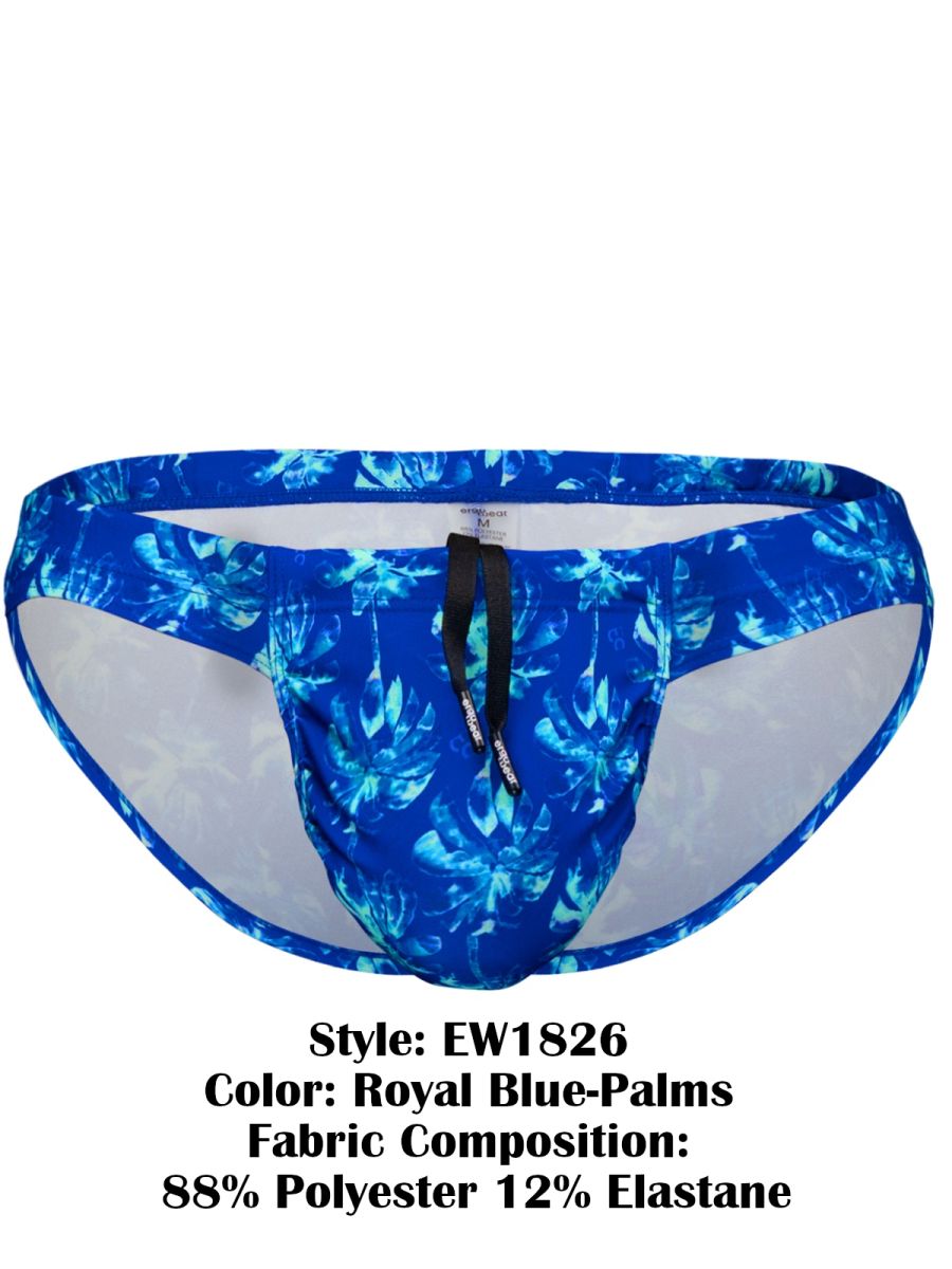 ErgoWear Men's active and swimwear EW1826 FEEL SW Swim Bikini Color Royal Blue-Palms