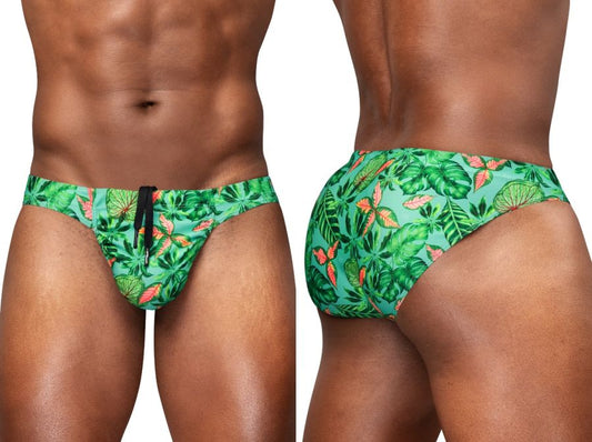 ErgoWear Men's active and swimwear EW1828 FEEL SW Swim Bikini Color Aqua-Leaves