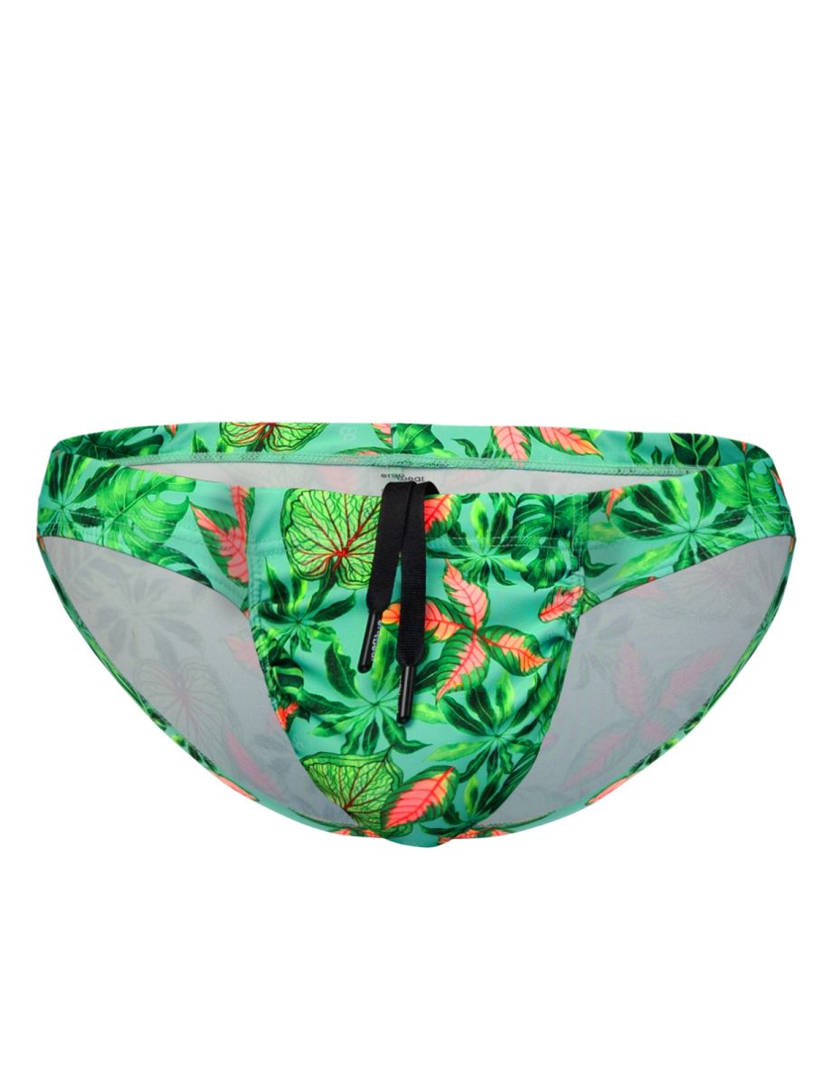 ErgoWear Men's active and swimwear EW1828 FEEL SW Swim Bikini Color Aqua-Leaves