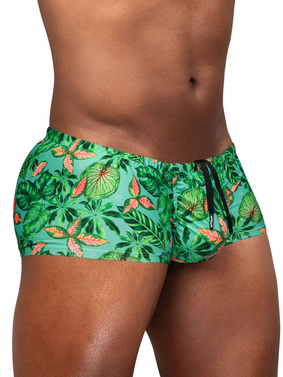 ErgoWear Men's active and swimwear EW1829 FEEL SW Swim Trunks Color Aqua-Leaves