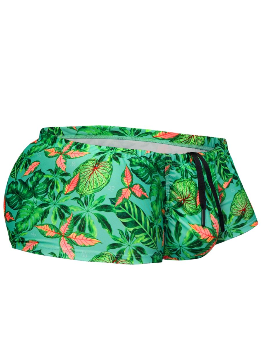 ErgoWear Men's active and swimwear EW1829 FEEL SW Swim Trunks Color Aqua-Leaves