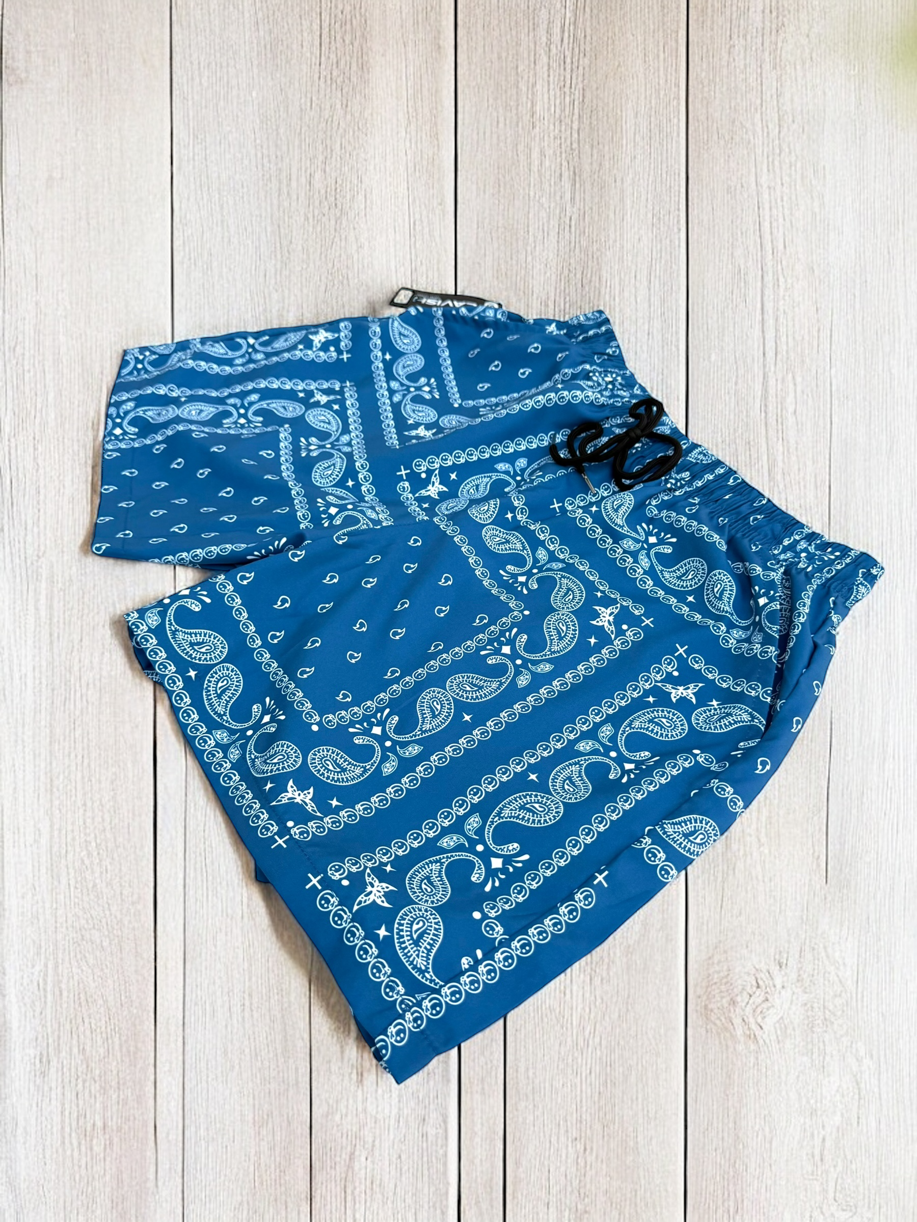 Denim Blue Paisley Shorts | MEN SHORTS | LAVISH NY | OUTFAIR | OUTFAIR