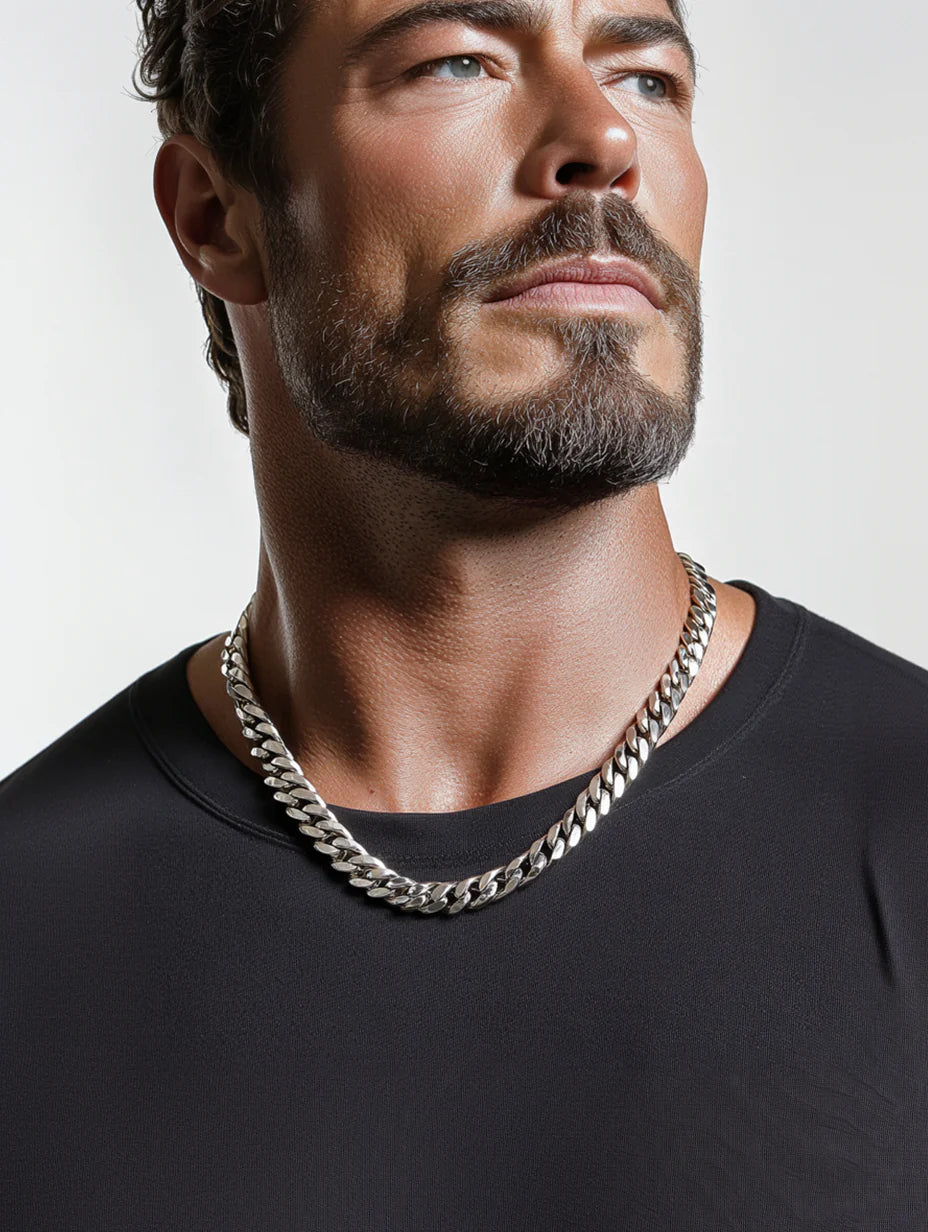 14 MM Silver-plated Cuban Style Chain | MEN ACCESSORIES | INAROS By Nick | OUTFAIR | OUTFAIR
