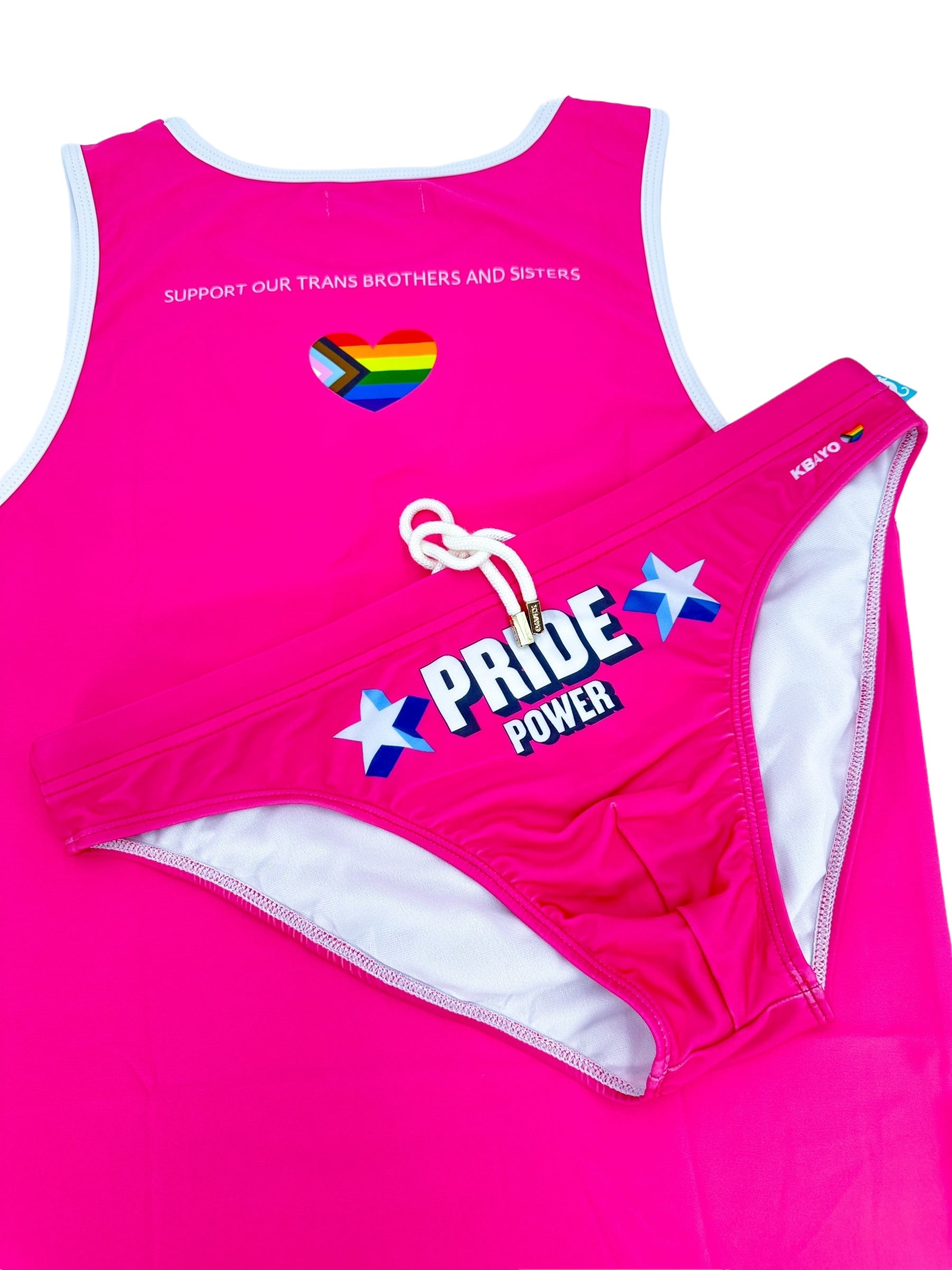 PRIDE POWER Pink Swimsuit | MEN SWIMWEAR | KBAYO | OUTFAIR | OUTFAIR