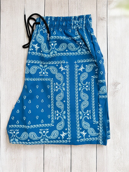 Denim Blue Paisley Shorts | MEN SHORTS | LAVISH NY | OUTFAIR | OUTFAIR