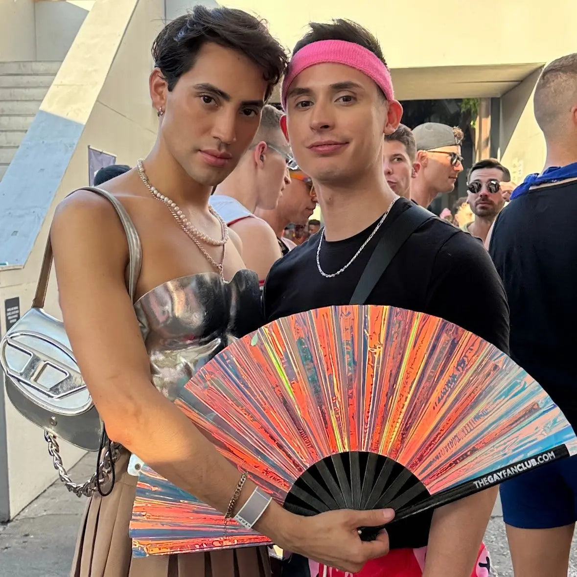 Iridescent Holographic Hand Fan