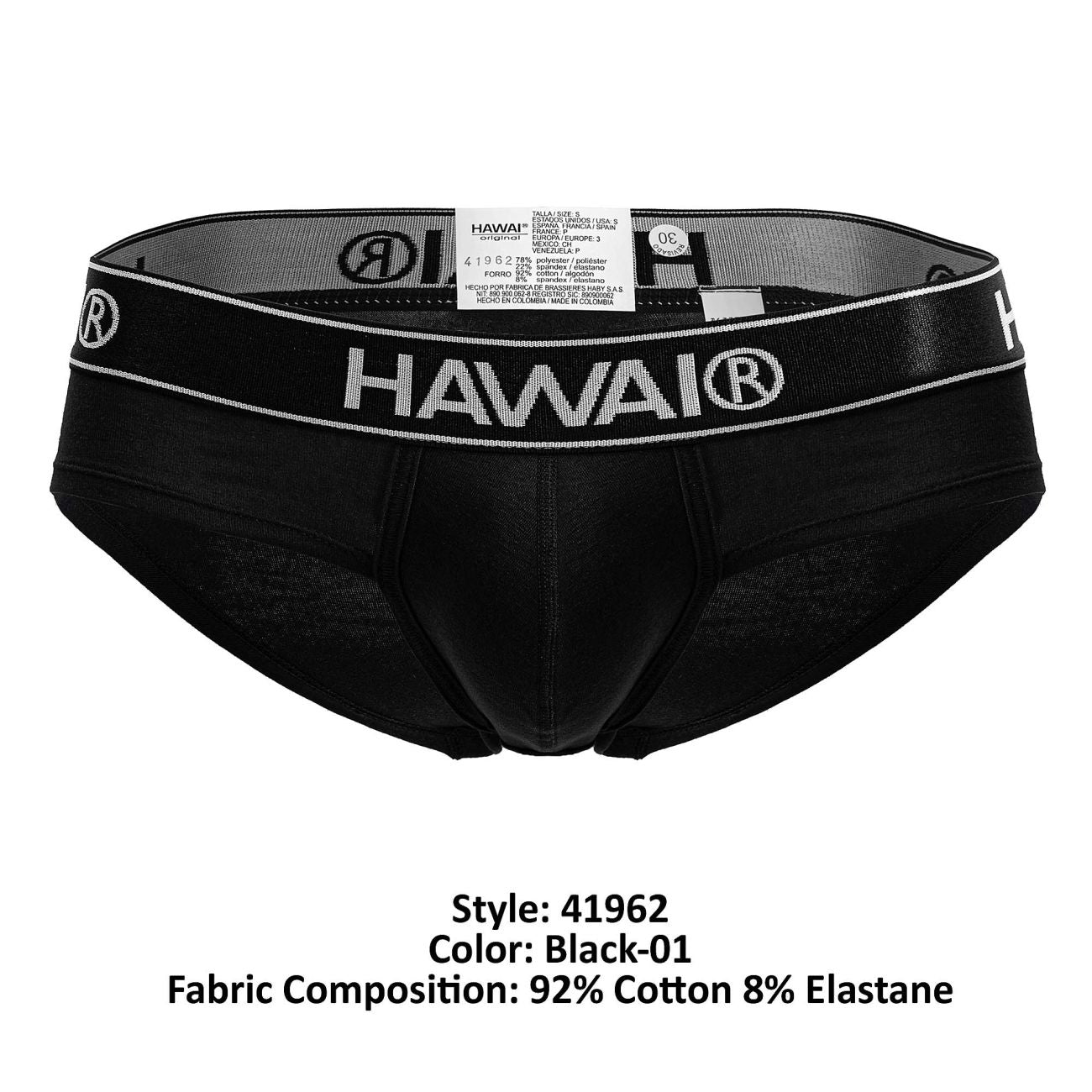 HAWAIR Men's Underwear 41962 Cotton blend Briefs Color Black-01