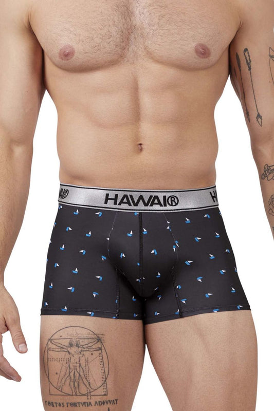 HAWAIR Men's Underwear 42470 Printed Microfiber Trunks Color Black
