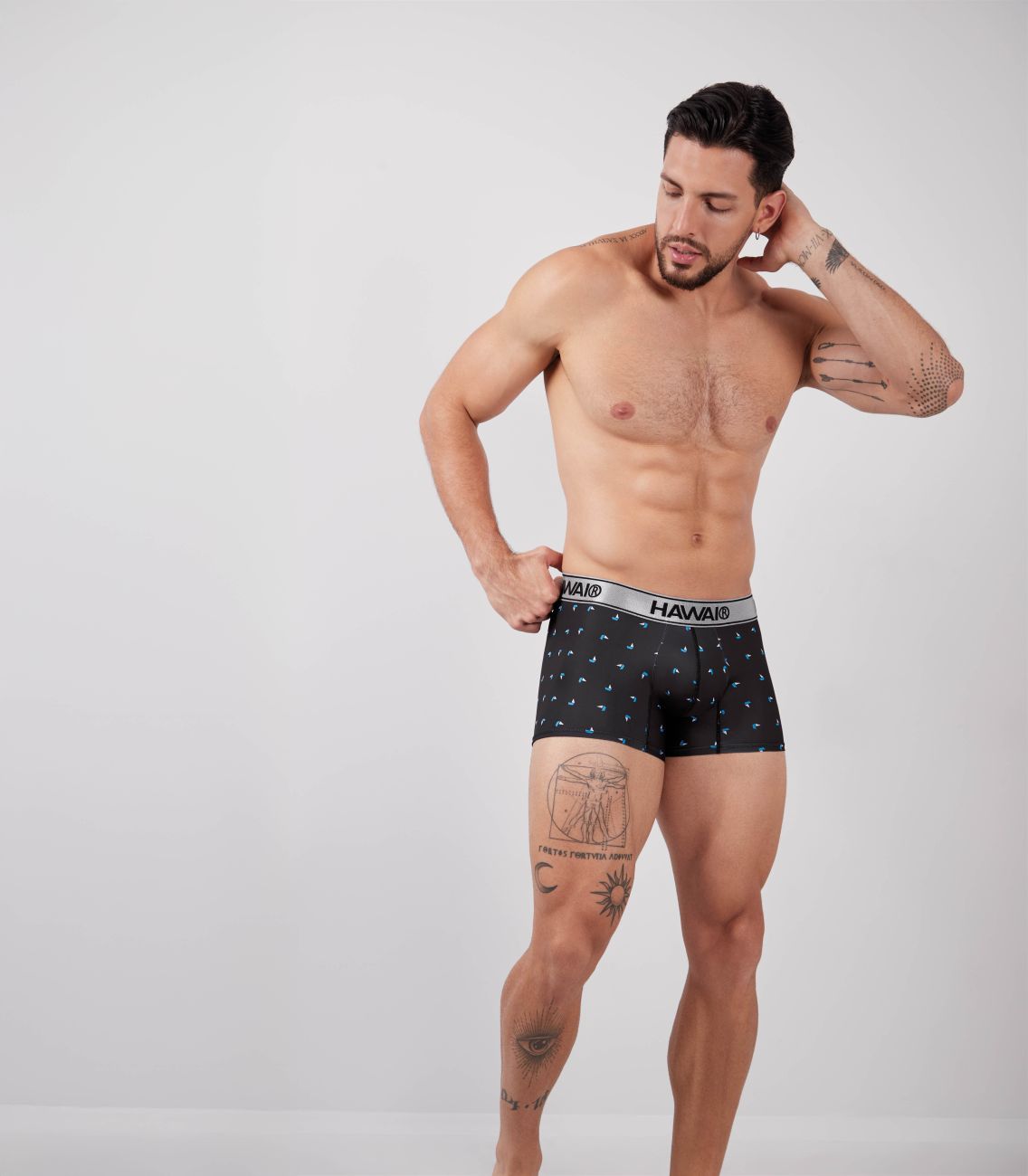HAWAIR Printed Microfiber Trunks - Black