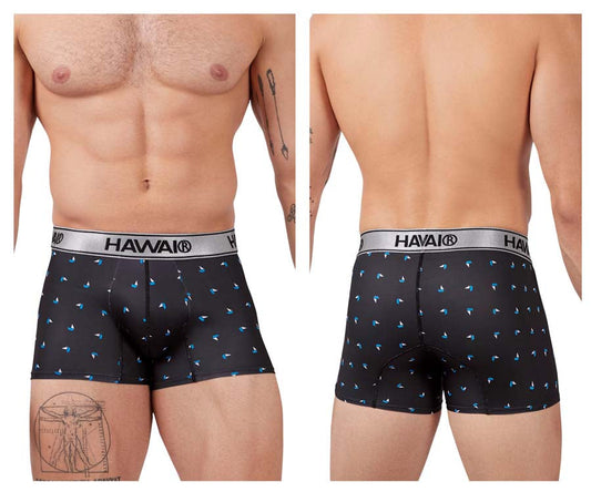 HAWAIR Men's Underwear 42470 Printed Microfiber Trunks Color Black